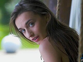 russian milf gloria sol strips shaved pussy outdoors bare