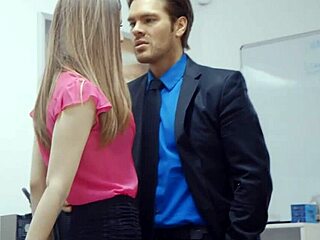 office slut teases with huge cock quickie facial cumshot