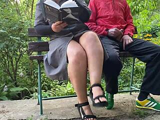 stepmom tutors chubby mature with saggy tits for literature exam outdoors