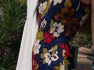 Petite flexible model Willa Prescott poses nude showing natural tits