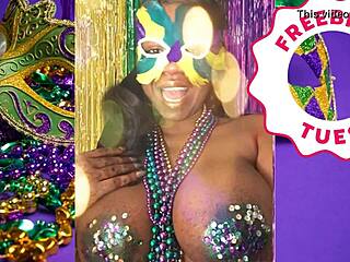 jessica grabbit flashes big ebony tits with rabbit toy at mardi gras.