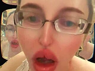 tongue out yawnin huge saliva fetish glasses drool