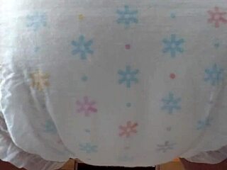 Japanese cutie messes her diaper wild