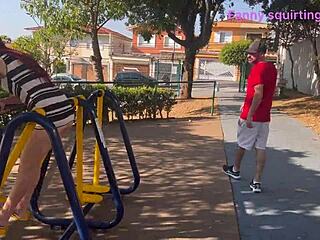 Skinny Wife Flashes Ass In Crowded Park Miniskirt Cuckold Husband Watches
