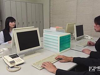 New Hire Yui Watanabe SUCKS Stress Away With Her SEX Skills!