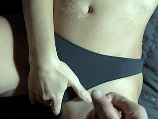 he shoots cum on my wet panties then i finger to dripping orgasm