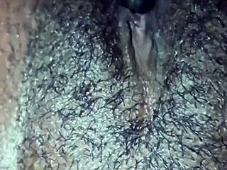 your hairy ebony pussy drips when i finger it deep