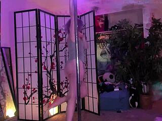 CURVY EMO MILF Fingers Pussy While Pole Dancing Seductively