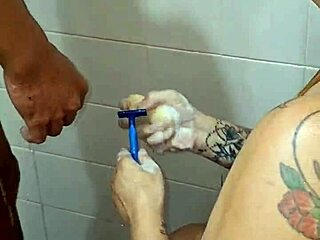 Virgin Guy Shaved Bare For Friend's First-Time Blowjob In Bath