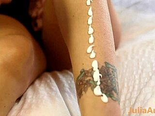 Julia Ann slips into sexy panties while fingering her wet pussy to orgasm