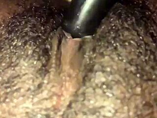 your hairy ebony pussy drips when i finger it deep