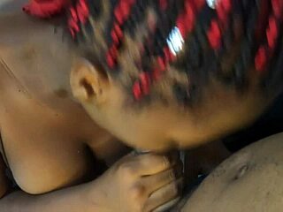 Jhodez1 heads to secret spot spits n deep sucks slutty ebony mouth on stepdaddy dick