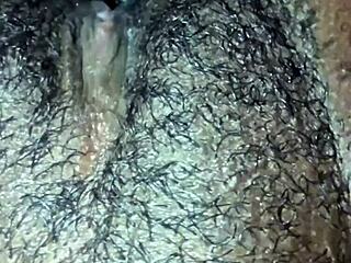 your hairy ebony pussy drips when i finger it deep