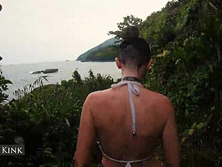 Alice Kink Strips Micro Bikini at Public Beach