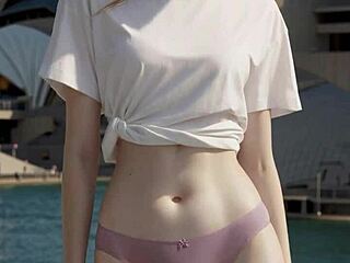 cute australian model poses in lingerie and barefoot panties at sydney opera house 🩰✨