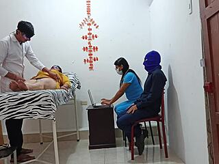 we're sneaking a wild foursome with patients right in the doctor's office homemade roleplay