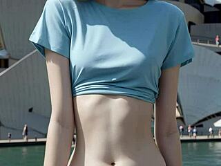 cute australian model poses in lingerie and barefoot panties at sydney opera house 🩰✨