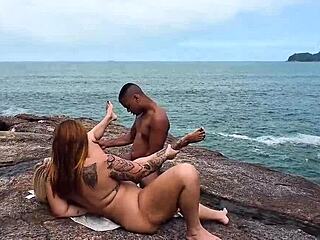 me and my friend got wet after hike fucked hard outdoor