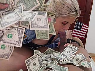 Blonde fuck doll licks and sucks old man for cash skies high