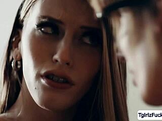 blonde transexual stepmom... she fucks her skinny tgirl stepdaughter!!