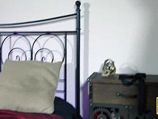 BUSTY CHUBBY SUB GETS PUSSY BANGS FINGERS DEEPTHROAT IN BDSM STOCKINGS MALEDOM