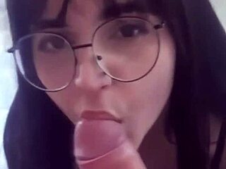 Naughty amateur teen slurps monster cock for cumshot