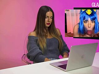 nyusha watches lesbian anal toys squirting crossdressing and reacts wild...