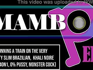 Pretty slim Brazilian Khali Noire in steamy group session