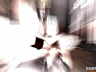 sexy ukrainian blonde oils pantyhose legs and masturbates her natural tits