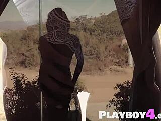 sexy asian milf constance strips lingerie exposing small tits and pussy