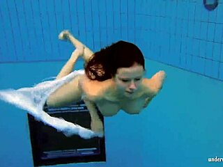 kristy, hot big boob babe dives underwater in pool?