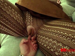 step bro dildos inexperienced ginger teen's small tits in stockings