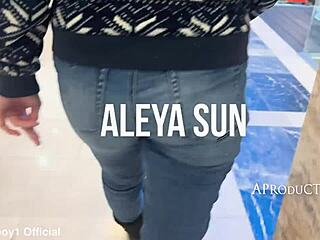 aleya sun soaks jeans in crowded shopping mall public toilet area
