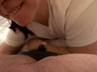 pov closeup bbw milf rims balls blows cock swallows mouthful cum