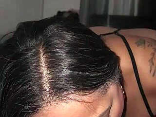 Chubby latina milf stepmom addicted to huge cock rides in bathroom