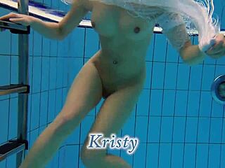 kristy, hot big boob babe dives underwater in pool?