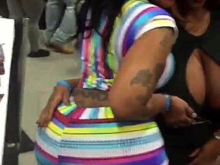 Candid Big Boobs And Natural Tits Exposed On Ebony Beauty At Expo