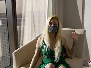 Tattooed blonde Cindy Crawford banged hard, swallows group cum load