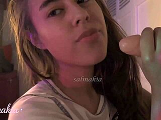 Sexy Colombian Brunette Salmakia Blowjob JOI with Big Dildo