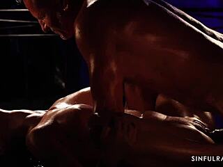 oiled milf pussy lips spread wide in rough sensual massage