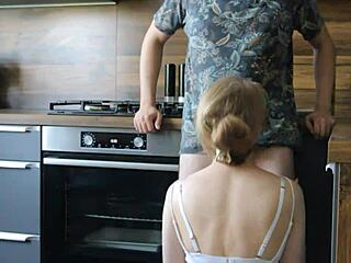 my roommate bends me over kitchen table for hard doggystyle orgasms twice