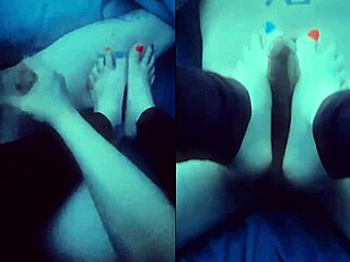 StepMom's Soft Hands And Tiny Bare Feet Stroke You Off!