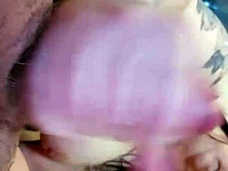 candid mature bbw sandra jerks huge cock till cum drenches her fat natural tits!