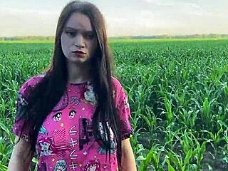 i got so nervous in the cornfield until stepbro's big cock comforted me