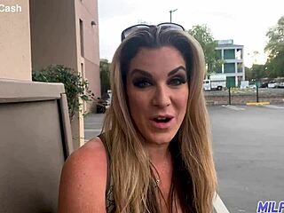 dirty blonde milf bombshell offers her big tits ass to horny stud pounding