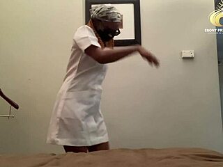 Ebony nurse bangs interviewer with big black cock for that promotion perk