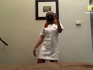 Ebony nurse bangs interviewer with big black cock for that promotion perk