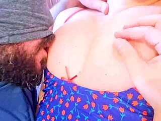 Curvy latina milf plays puffy nipples till big natural tits cum