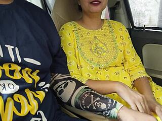 Desi saarabhabhi rides dick hard first time in boyfriend's car public outdoor