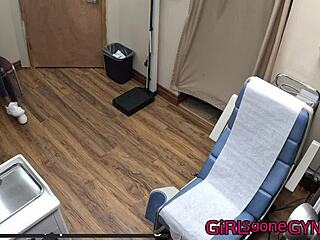 Solana spreads shaved pussy in first gyno exam